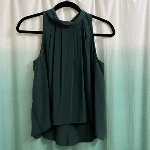 Steven Alan 100% Silk Green sleeveless blouse pussybow Reversible Sz Sm